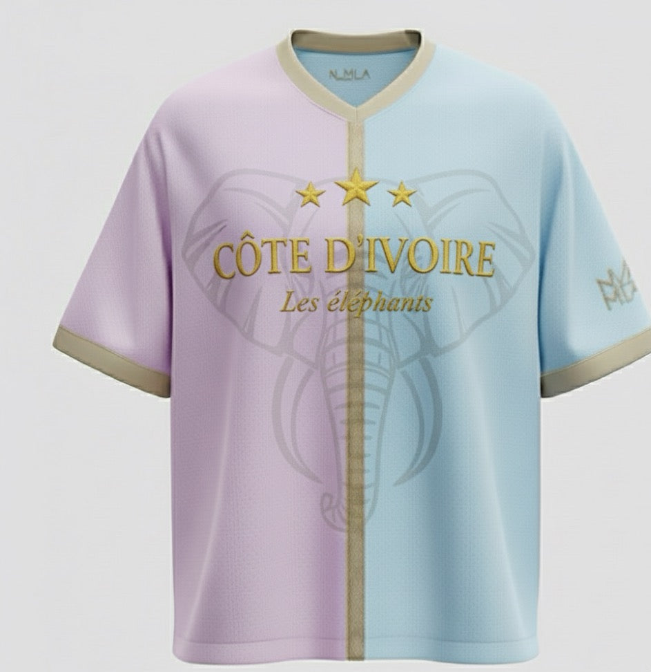 Jersey Côte d’Ivoire –Pastel Rose/Bleu