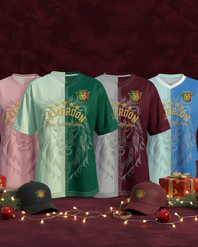 Pack Fan Cameroun – 3 Maillots + Casquettes + Bracelets